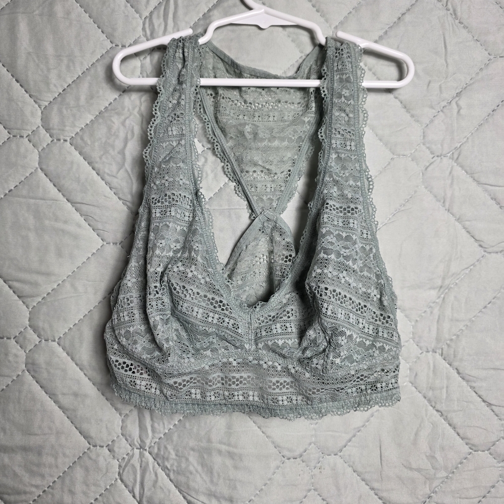 Victoria’s Secret Sage Green Lace Racerback Pullover Bralette ~ Women’s Size L